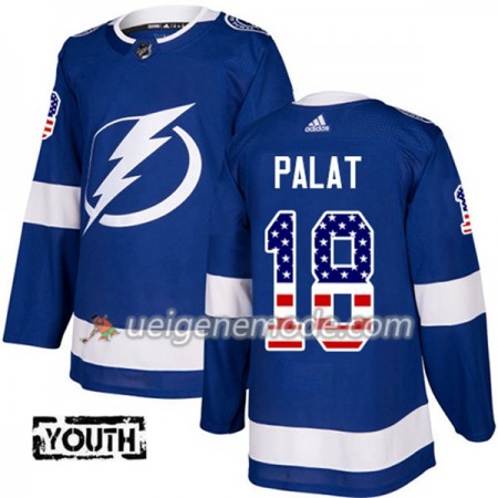 Kinder Eishockey Tampa Bay Lightning Trikot Ondrej Palat 18 Adidas 2017-2018 Blue USA Flag Fashion Authentic